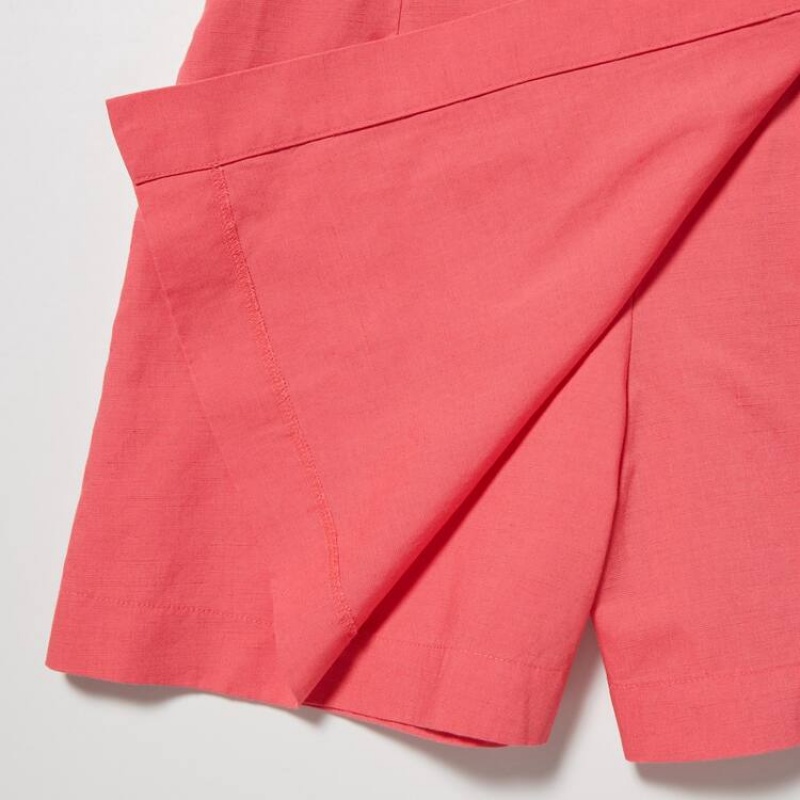 Női Uniqlo Linen Blend Skort Rövidnadrág Rózsaszín | IVFRQ-7956