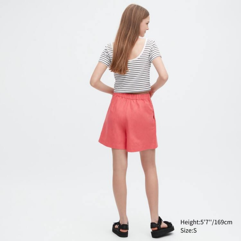 Női Uniqlo Linen Blend Skort Rövidnadrág Rózsaszín | IVFRQ-7956