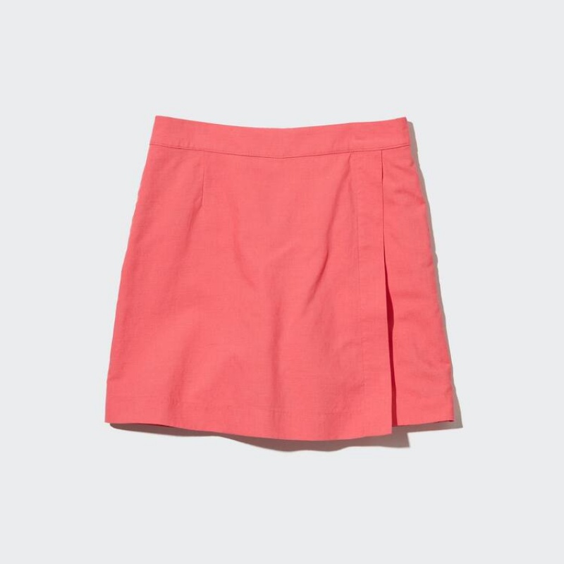 Női Uniqlo Linen Blend Skort Rövidnadrág Rózsaszín | IVFRQ-7956