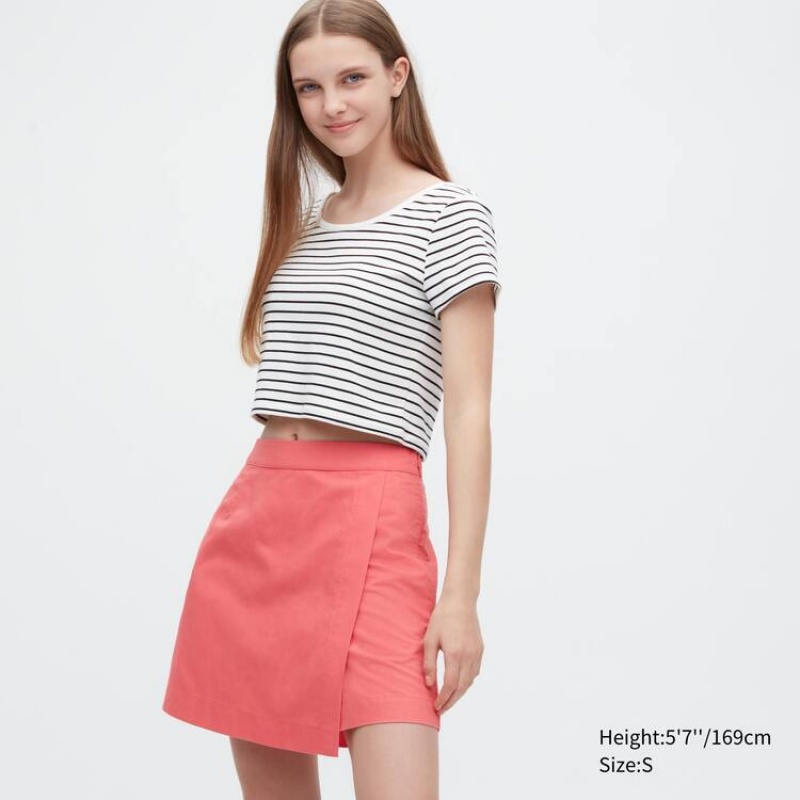 Női Uniqlo Linen Blend Skort Rövidnadrág Rózsaszín | IVFRQ-7956