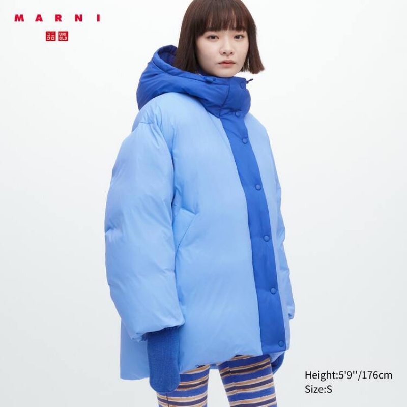 Női Uniqlo Marni Down Oversized Kabátok Kék | OHCMA-6458