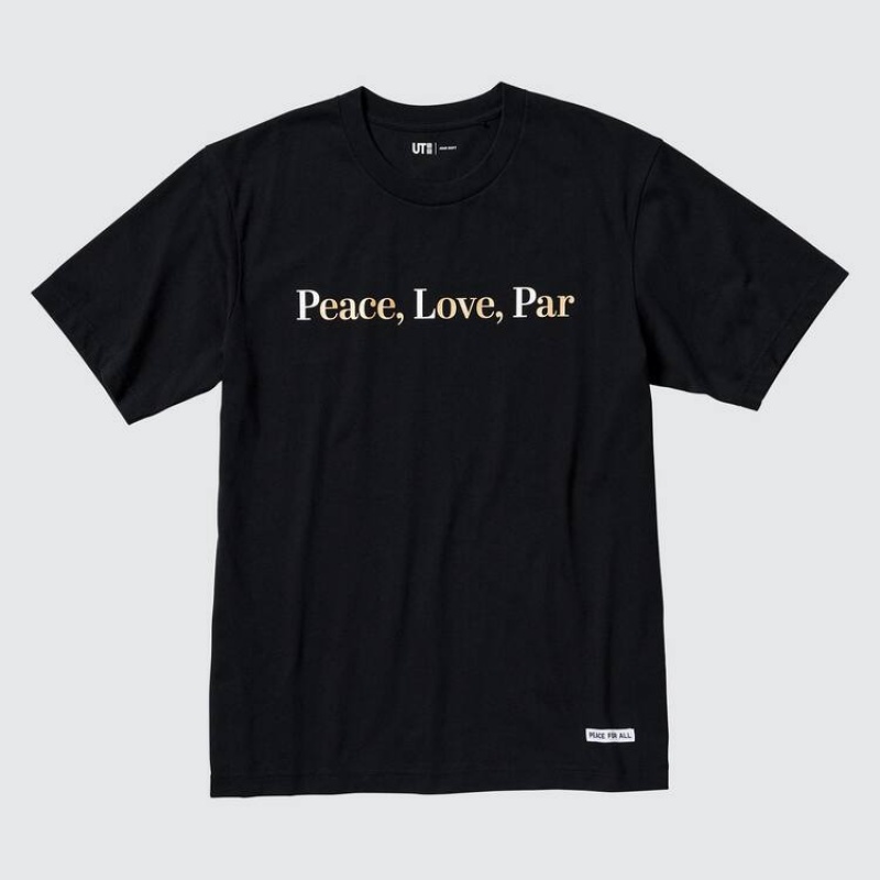 Női Uniqlo Peace For All Ut Grafika (Adam Scott) Póló Fekete | GRCTV-3845