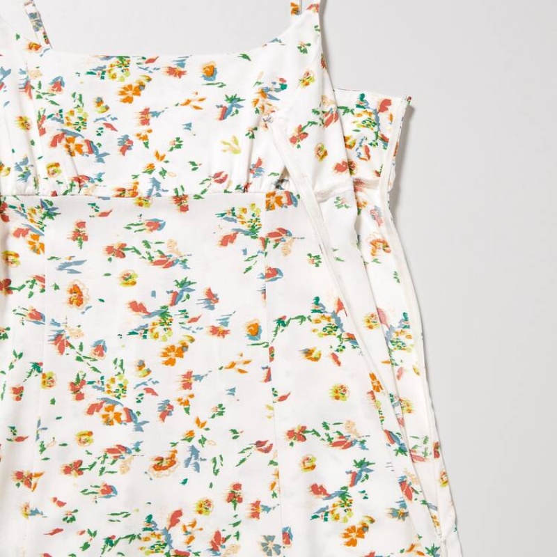 Női Uniqlo Printed Front Slit Camisole Ruha Fehér | WBOYH-1823