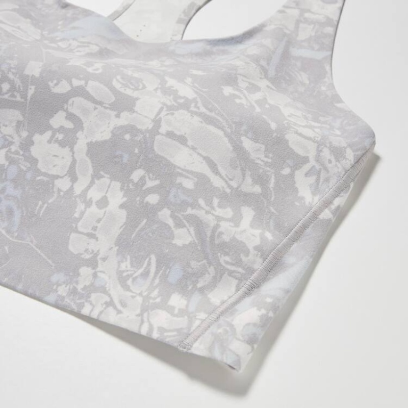 Női Uniqlo Printed Square Neck Active Wireless Melltartók Szürke | QNIJB-6230