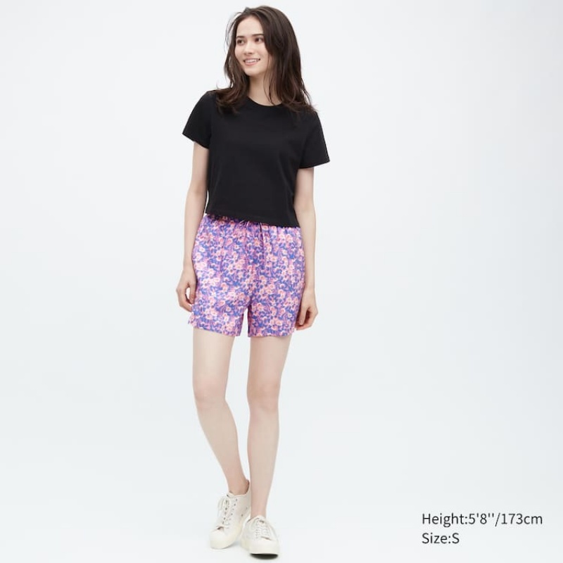 Női Uniqlo Rayon Easy Printed Nappali Ruha Rózsaszín | NLEHF-7968