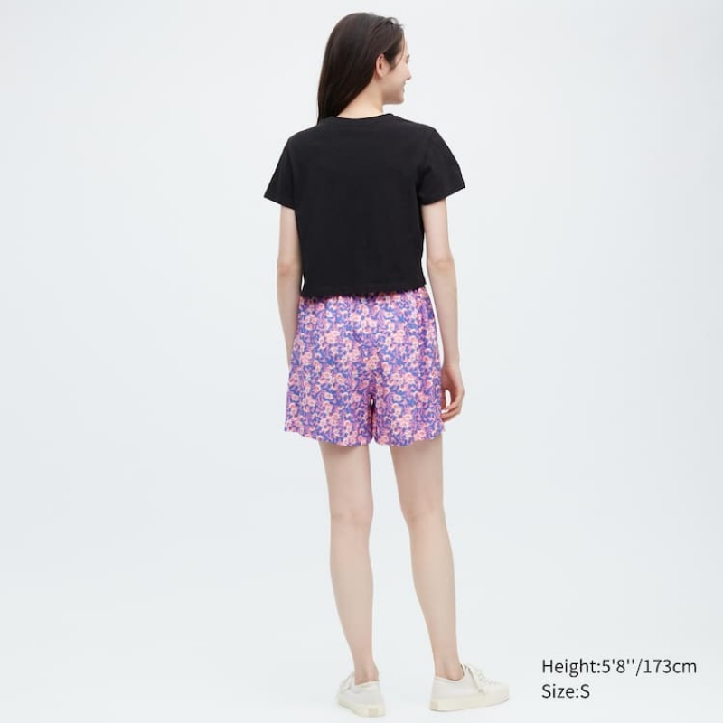 Női Uniqlo Rayon Easy Printed Nappali Ruha Rózsaszín | NLEHF-7968