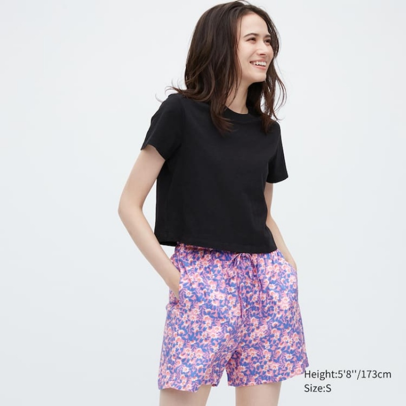 Női Uniqlo Rayon Easy Printed Nappali Ruha Rózsaszín | NLEHF-7968