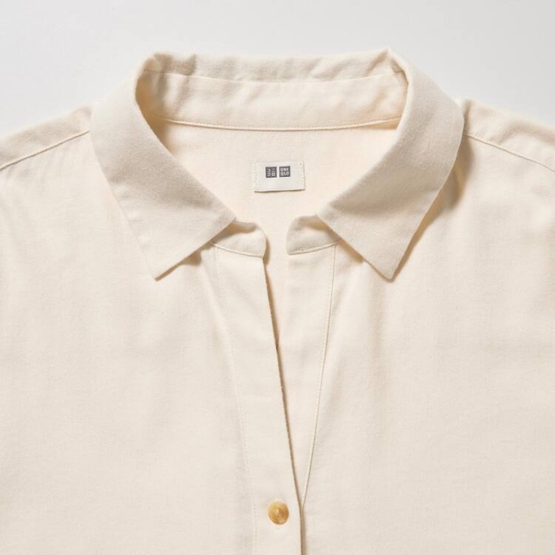 Női Uniqlo Soft Brushed Long Sleeved Ingek Fehér | FGQRY-7826