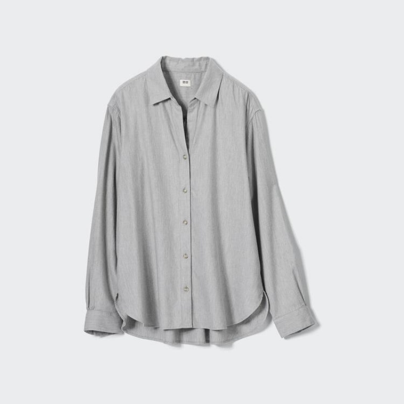 Női Uniqlo Soft Brushed Long Sleeved Ingek Szürke | XKFLU-1940