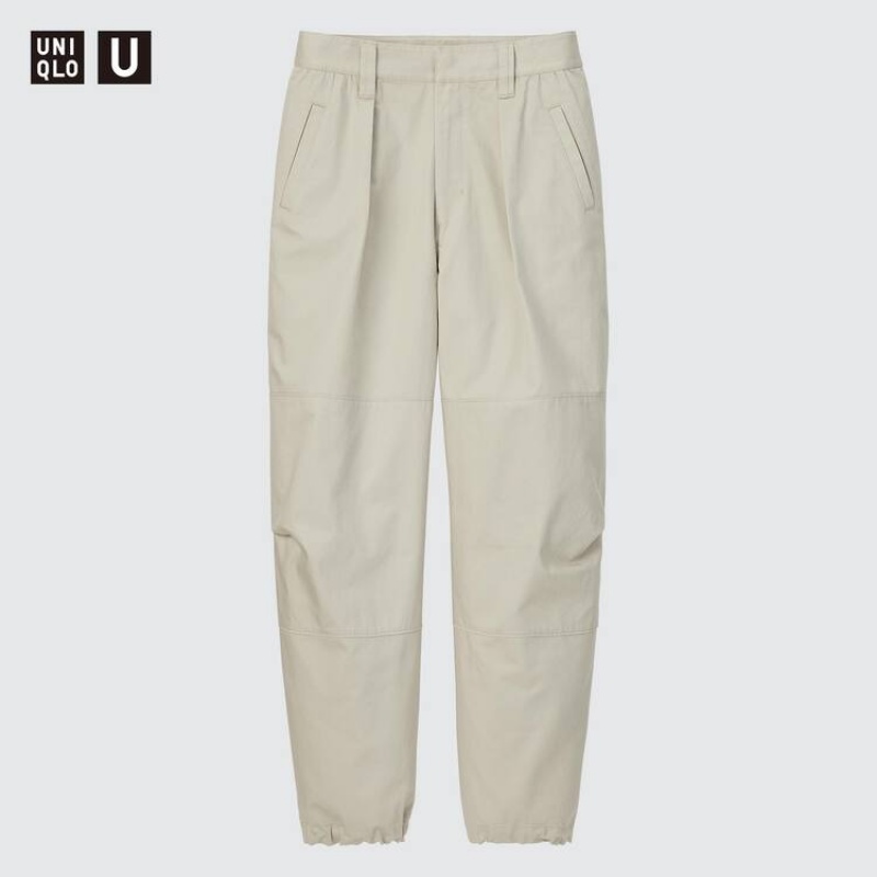 Női Uniqlo U Redőzött Jogger Nadrág Bézs | PIUWL-1379