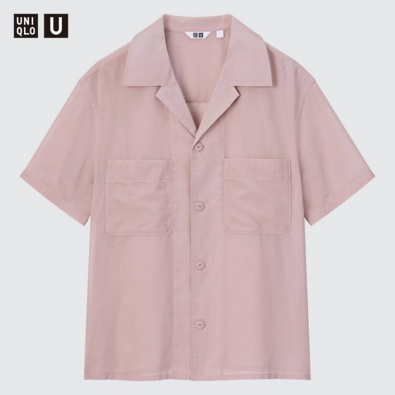 Női Uniqlo U Sheer Rövid Sleeved Ingek Rózsaszín | SMLVF-0916