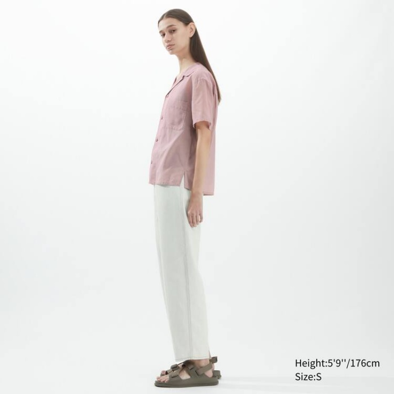 Női Uniqlo U Sheer Rövid Sleeved Ingek Rózsaszín | SMLVF-0916